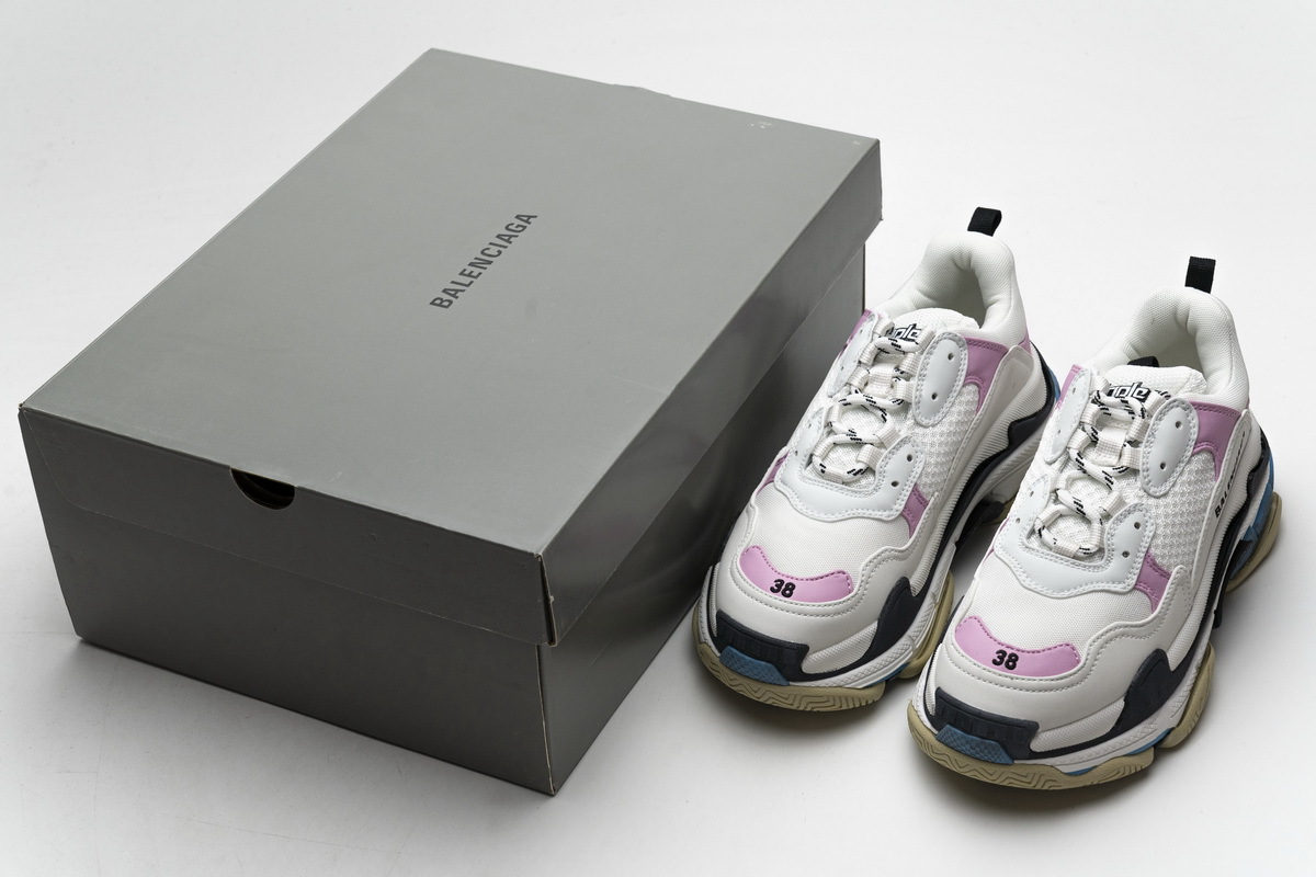 Get Balenciaga Triple S Blue Pink 541624 W06E2 7352