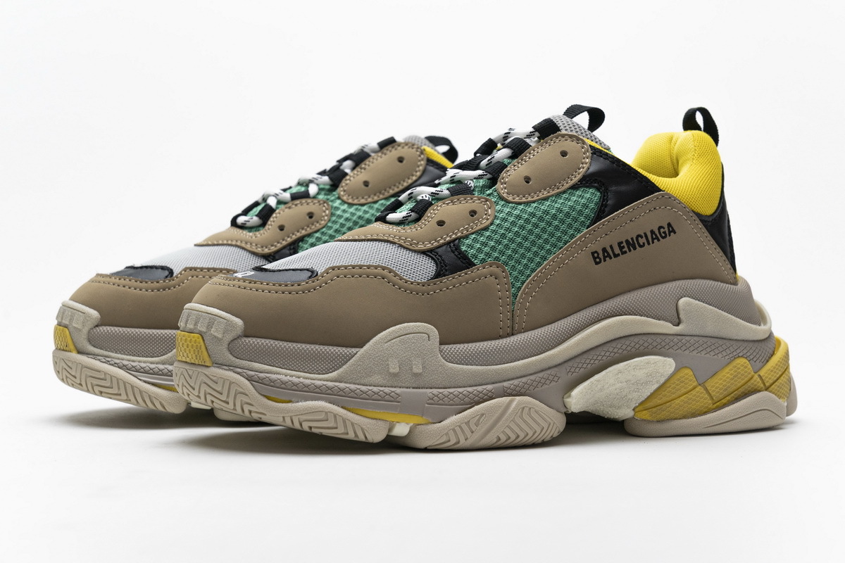 Get Balenciaga Triple S Beige Green Yellow 483513 W06E3 7070