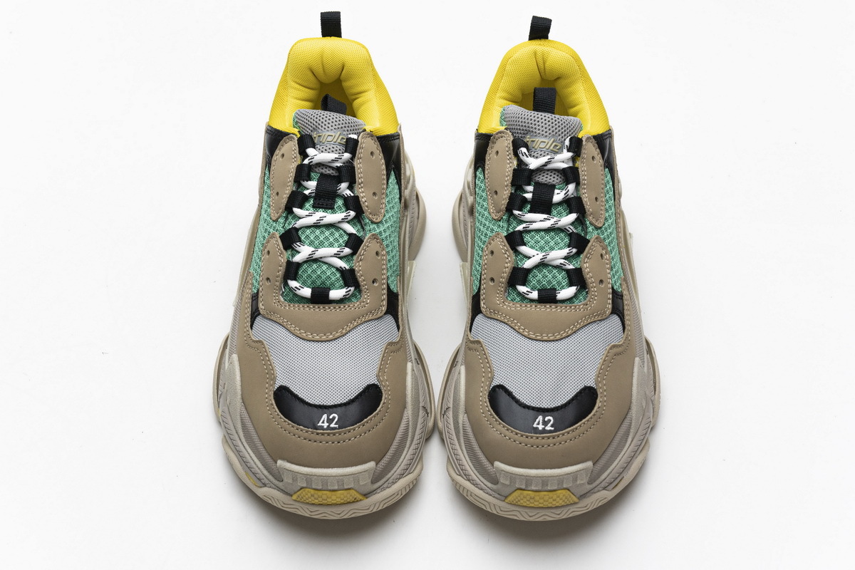 Get Balenciaga Triple S Beige Green Yellow 483513 W06E3 7070