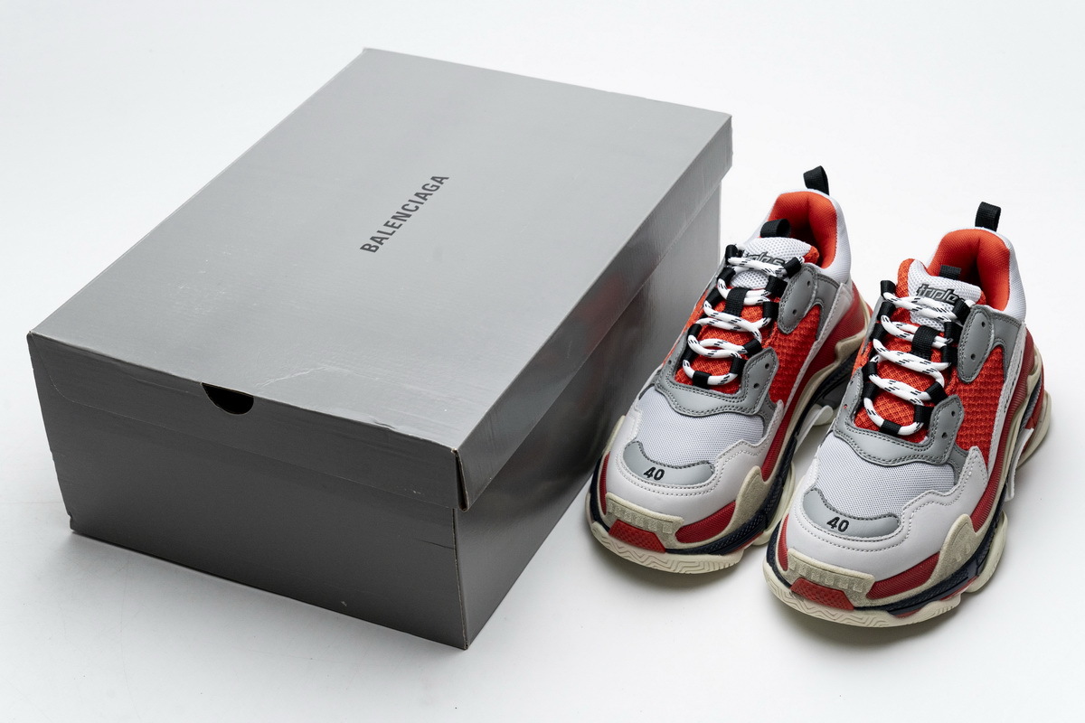 Get Balenciaga Triple S Red White Dark Grey 541624 W06E2 1863