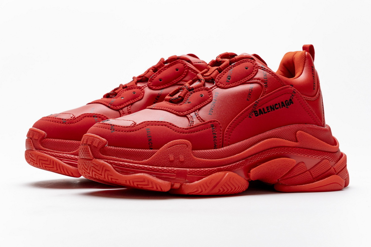 Get Balenciaga Triple S Letter Bright Red 524039 W2FA1 7632