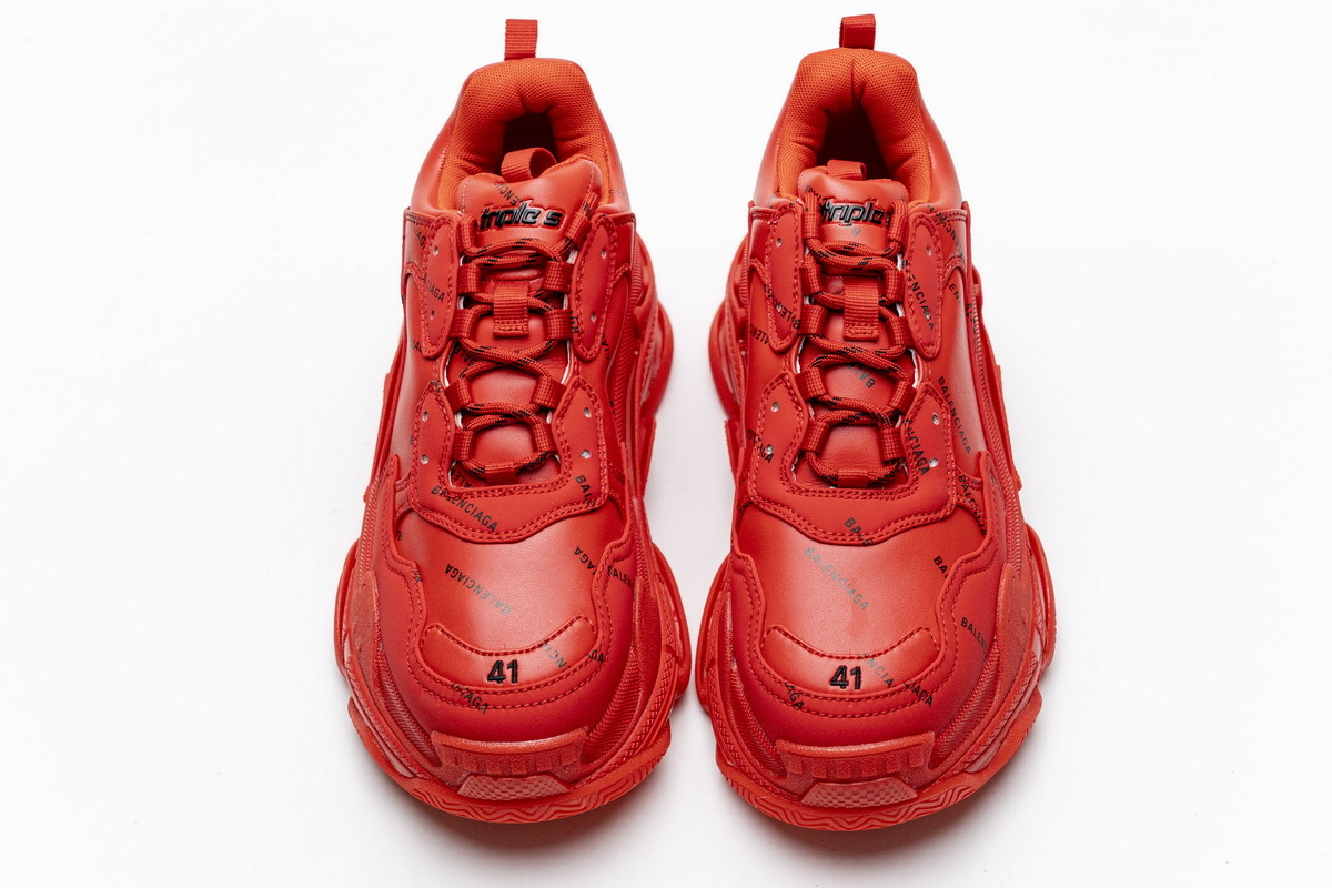 Get Balenciaga Triple S Letter Bright Red 524039 W2FA1 7632