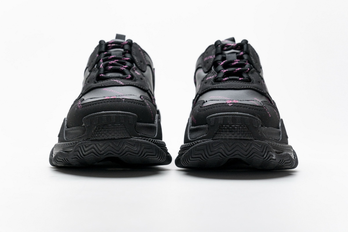 Get Balenciaga Triple S Letter Black Pink 524039 W2FA1 7635