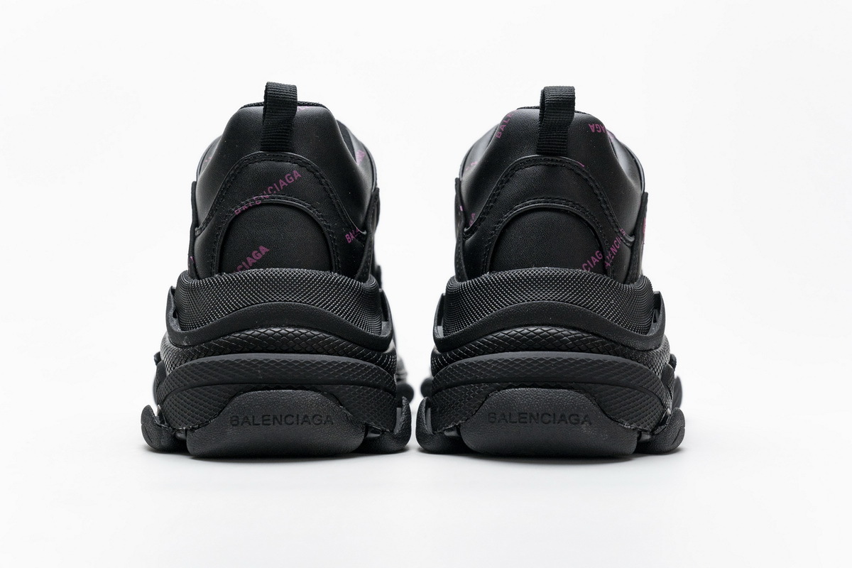 Get Balenciaga Triple S Letter Black Pink 524039 W2FA1 7635