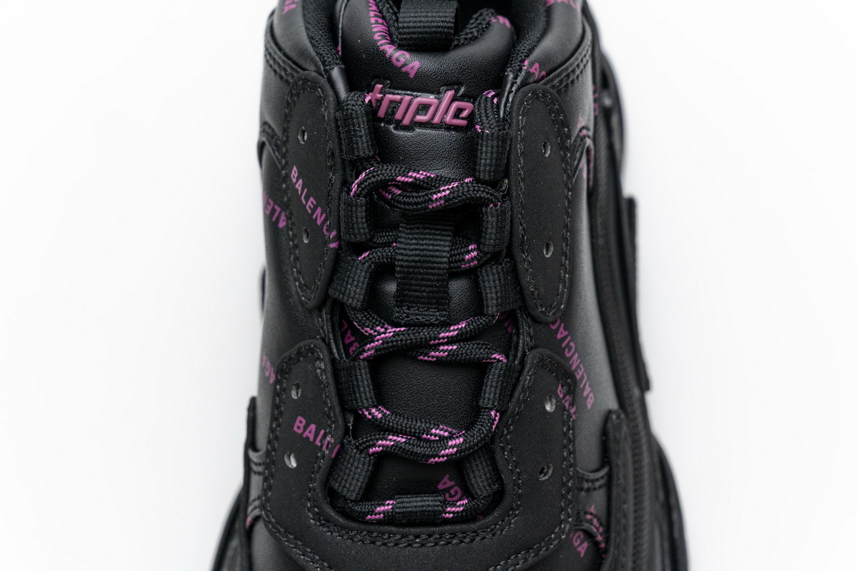 Get Balenciaga Triple S Letter Black Pink 524039 W2FA1 7635