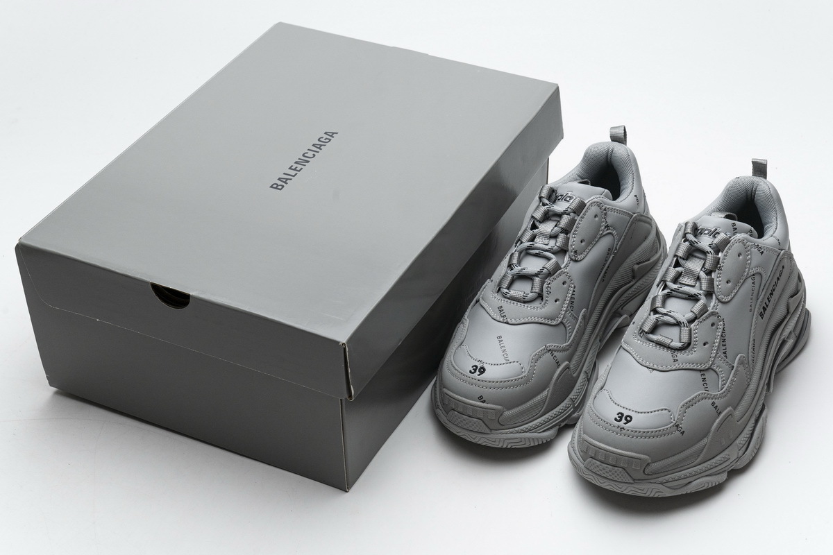 Get Balenciaga Triple S Allover Logo Gray 536737 W2FA1 1210