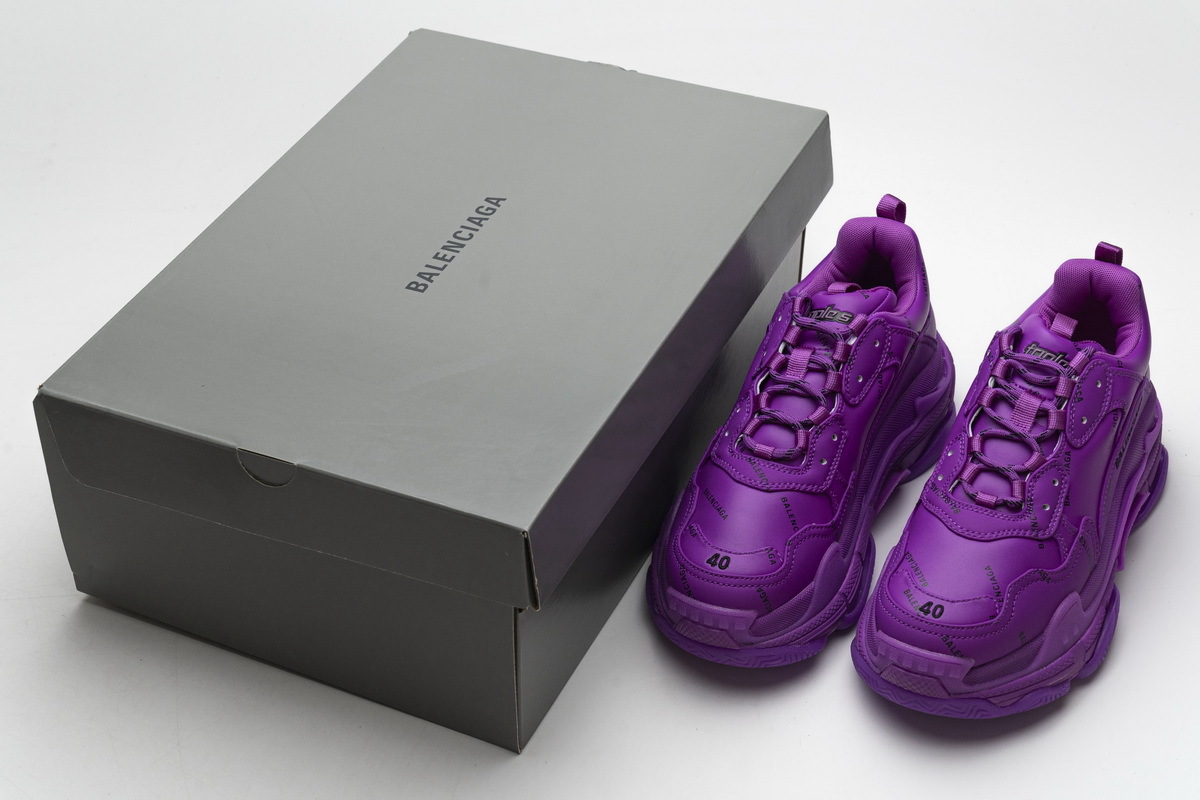 Get Balenciaga Triple S Letter Plum Red 536737 W2FA1 9016