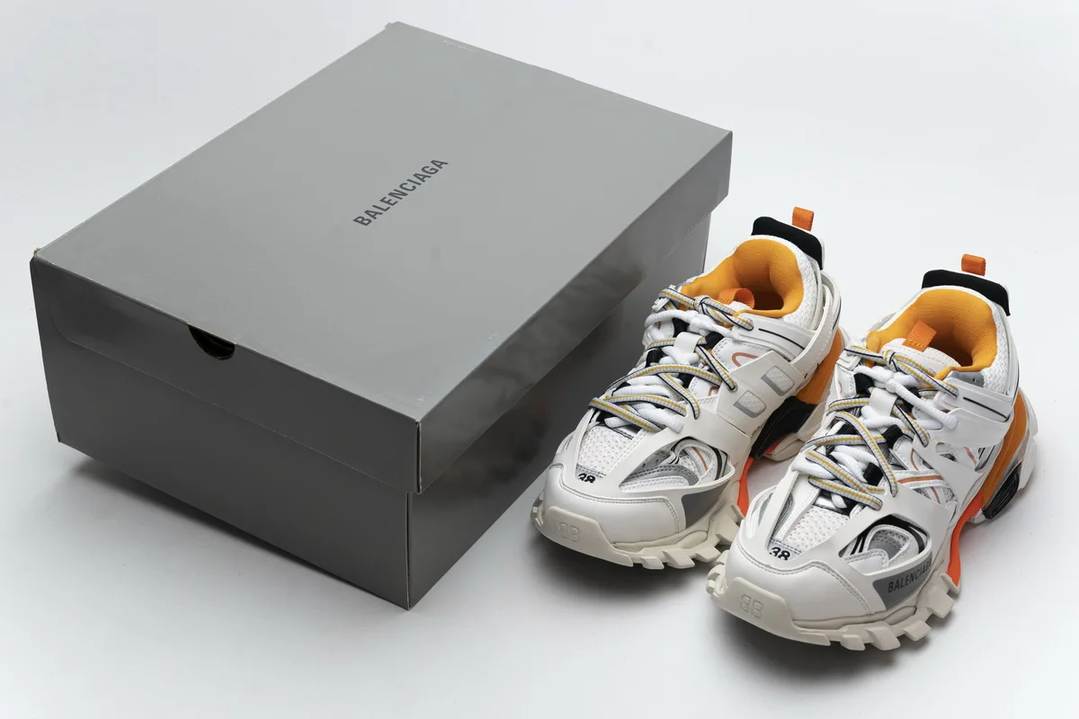 Get Balenciaga Track White Orange 542436 W1GB7 9059