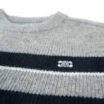 High Quality TRIOMPHE CREW NECK SWEATER IN STRIPED WOOL LIGHT REY/BLACK 2AE4B896T.06BK (Free Shipping)
