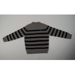 High Quality TRIOMPHE CREW NECK SWEATER IN STRIPED WOOL LIGHT REY/BLACK 2AE4B896T.06BK (Free Shipping)