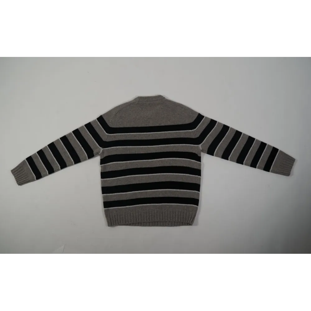 High Quality TRIOMPHE CREW NECK SWEATER IN STRIPED WOOL LIGHT REY/BLACK 2AE4B896T.06BK (Free Shipping)