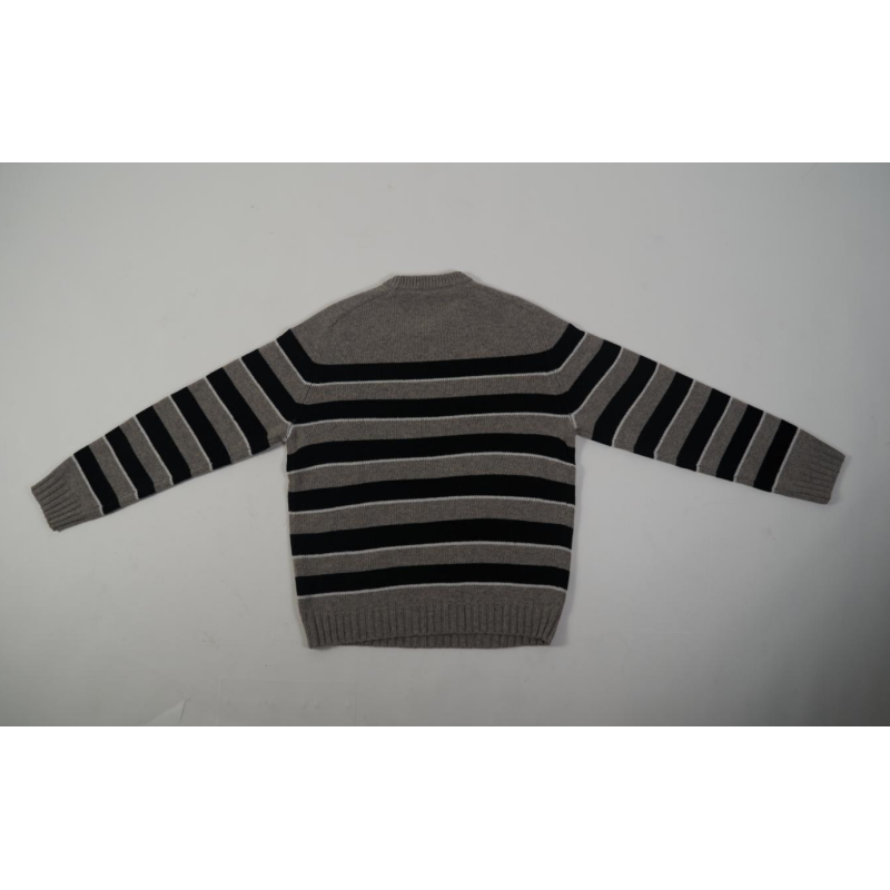 High Quality TRIOMPHE CREW NECK SWEATER IN STRIPED WOOL LIGHT REY/BLACK 2AE4B896T.06BK (Free Shipping)