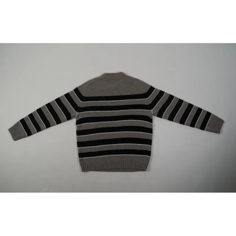 High Quality TRIOMPHE CREW NECK SWEATER IN STRIPED WOOL LIGHT REY/BLACK 2AE4B896T.06BK (Free Shipping)