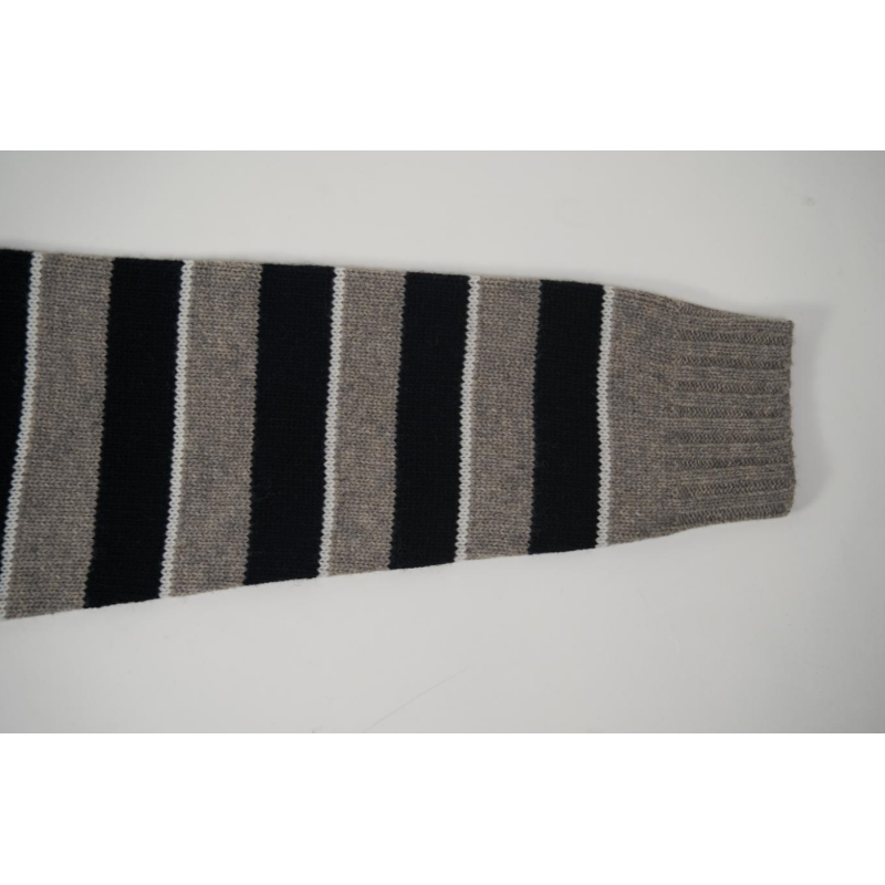 High Quality TRIOMPHE CREW NECK SWEATER IN STRIPED WOOL LIGHT REY/BLACK 2AE4B896T.06BK (Free Shipping)