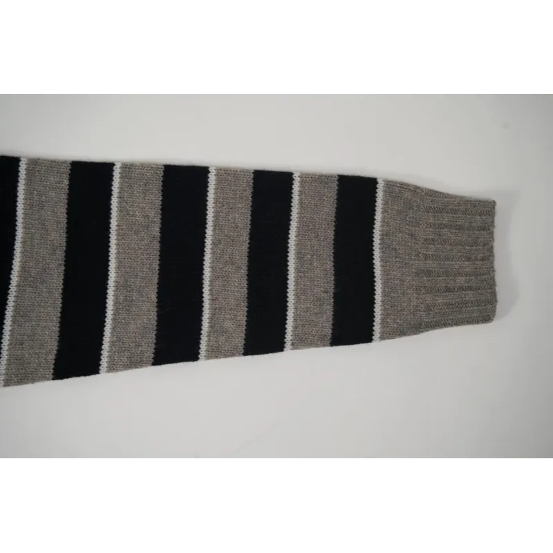 High Quality TRIOMPHE CREW NECK SWEATER IN STRIPED WOOL LIGHT REY/BLACK 2AE4B896T.06BK (Free Shipping)