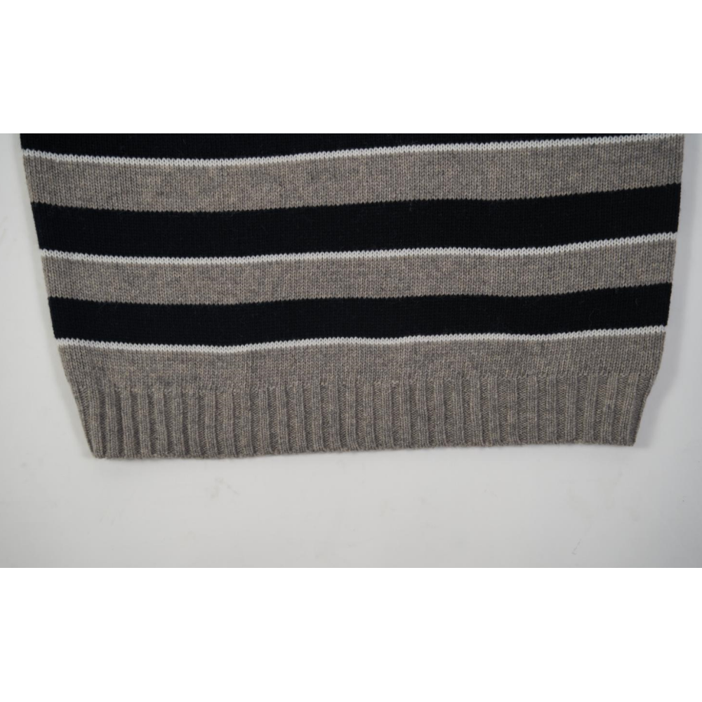 High Quality TRIOMPHE CREW NECK SWEATER IN STRIPED WOOL LIGHT REY/BLACK 2AE4B896T.06BK (Free Shipping)