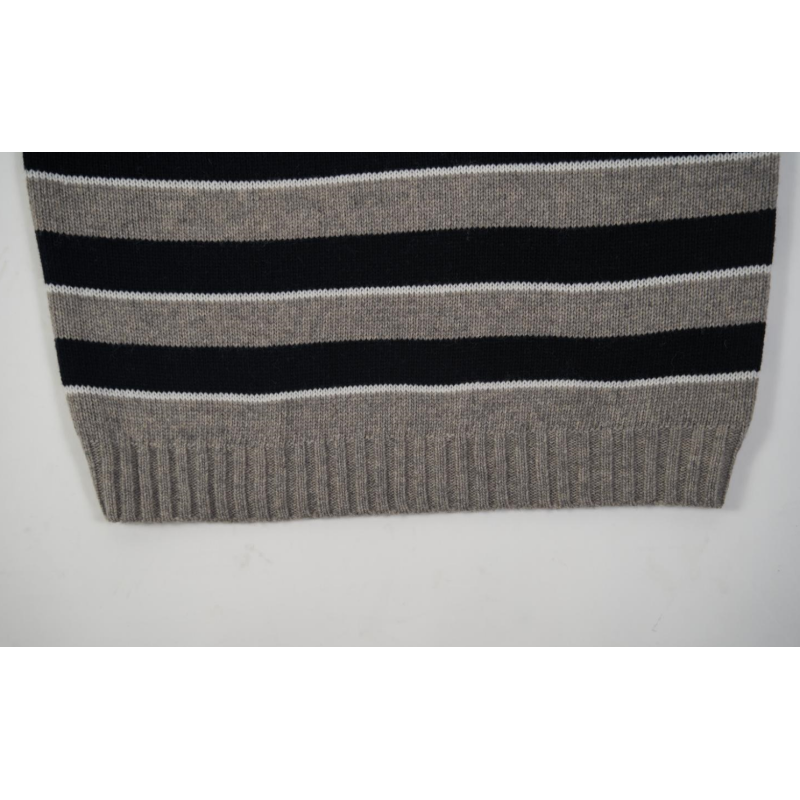 High Quality TRIOMPHE CREW NECK SWEATER IN STRIPED WOOL LIGHT REY/BLACK 2AE4B896T.06BK (Free Shipping)