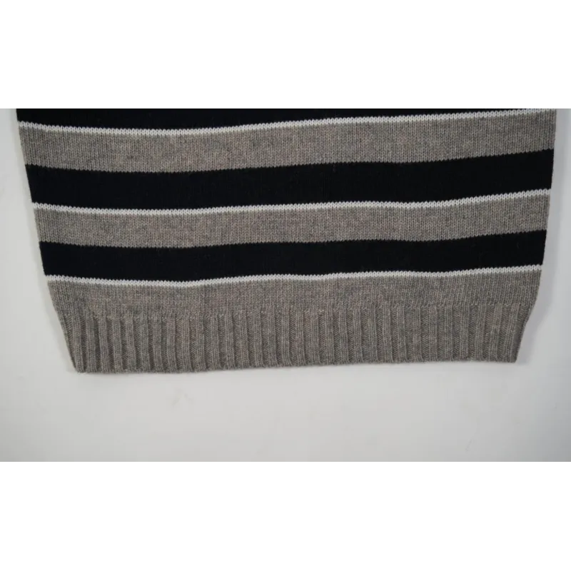 High Quality TRIOMPHE CREW NECK SWEATER IN STRIPED WOOL LIGHT REY/BLACK 2AE4B896T.06BK (Free Shipping)