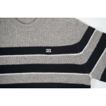 High Quality TRIOMPHE CREW NECK SWEATER IN STRIPED WOOL LIGHT REY/BLACK 2AE4B896T.06BK (Free Shipping)