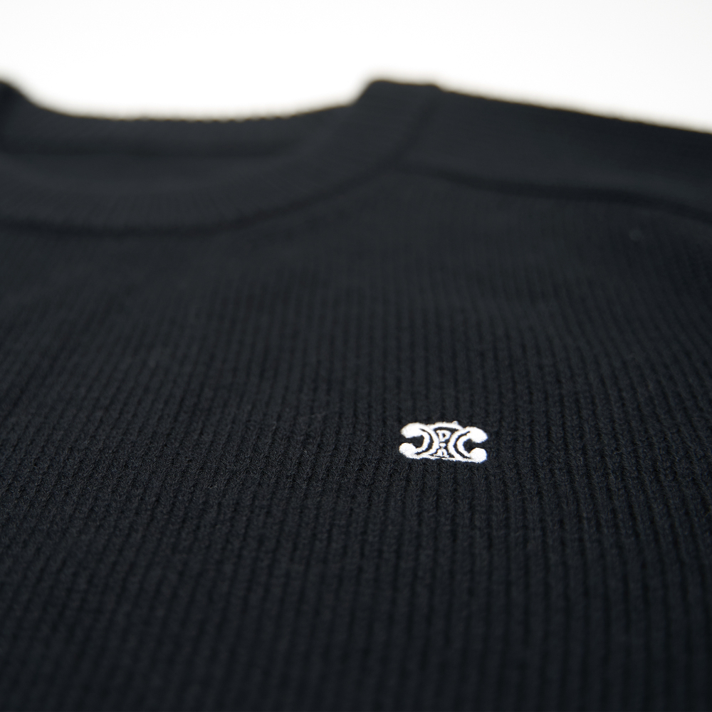 High Quality TRIOMPHE CREW NECK SWEATER IN WOOL AND CASHMERE BLACK / OFF WHITE 2AC85048T.38OW (Free Shipping)