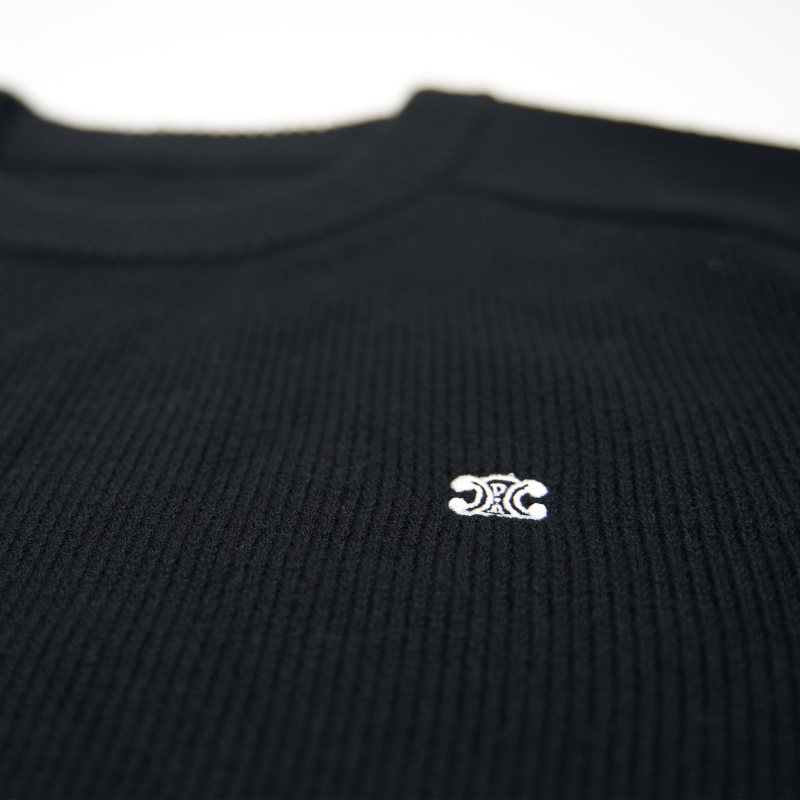 High Quality TRIOMPHE CREW NECK SWEATER IN WOOL AND CASHMERE BLACK / OFF WHITE 2AC85048T.38OW (Free Shipping)