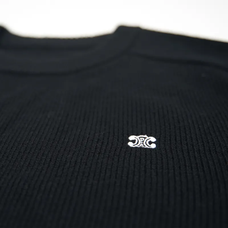 High Quality TRIOMPHE CREW NECK SWEATER IN WOOL AND CASHMERE BLACK / OFF WHITE 2AC85048T.38OW (Free Shipping)