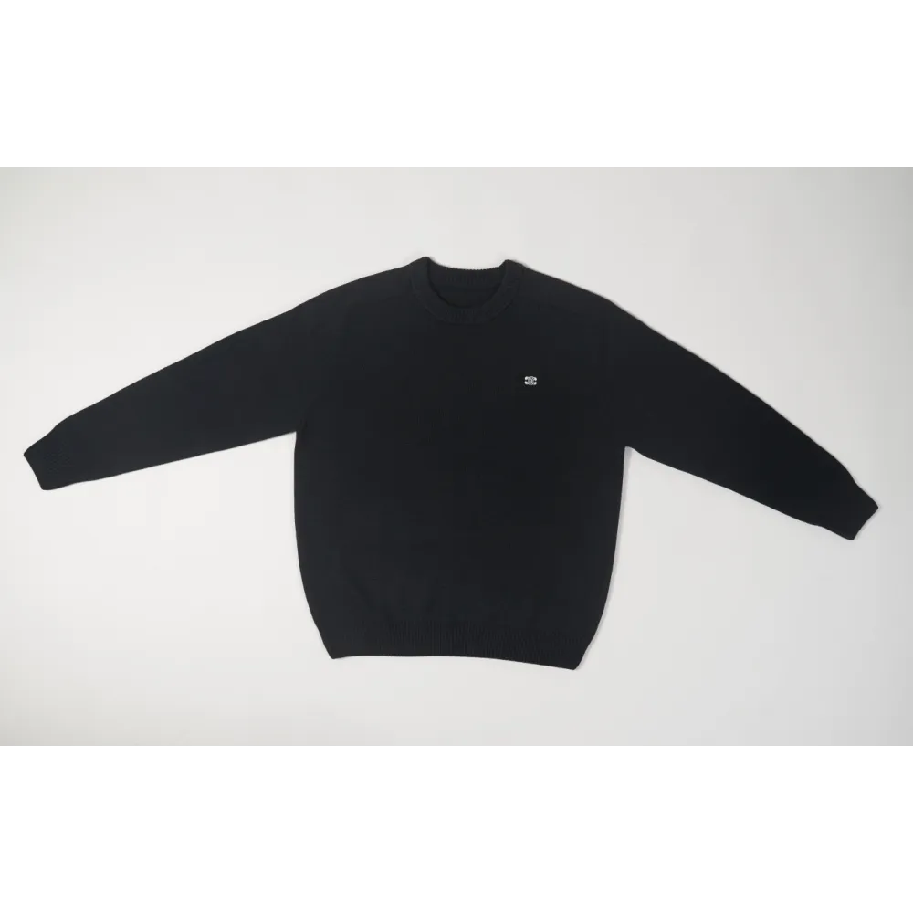 High Quality TRIOMPHE CREW NECK SWEATER IN WOOL AND CASHMERE BLACK / OFF WHITE 2AC85048T.38OW (Free Shipping)