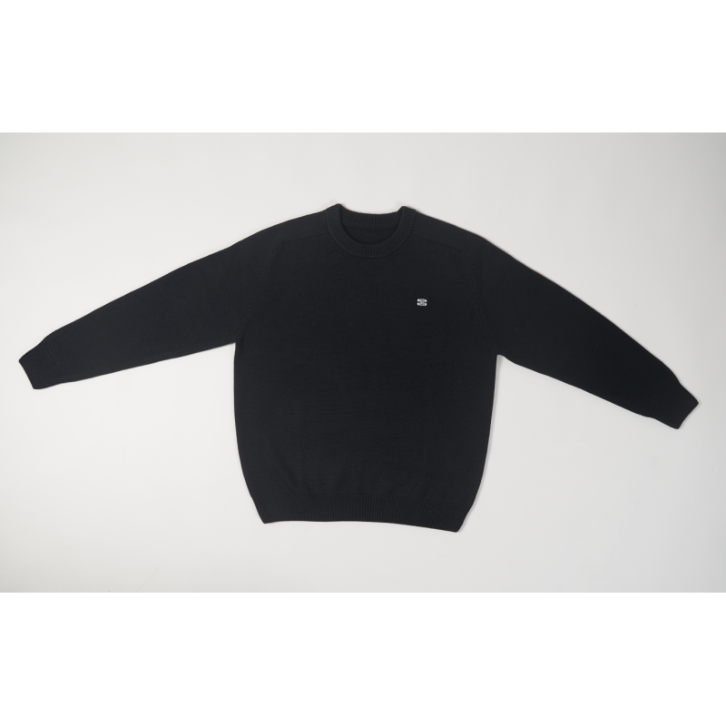 High Quality TRIOMPHE CREW NECK SWEATER IN WOOL AND CASHMERE BLACK / OFF WHITE 2AC85048T.38OW (Free Shipping)