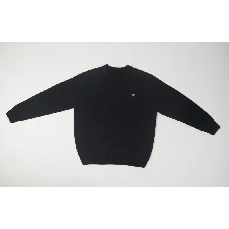 High Quality TRIOMPHE CREW NECK SWEATER IN WOOL AND CASHMERE BLACK / OFF WHITE 2AC85048T.38OW (Free Shipping)