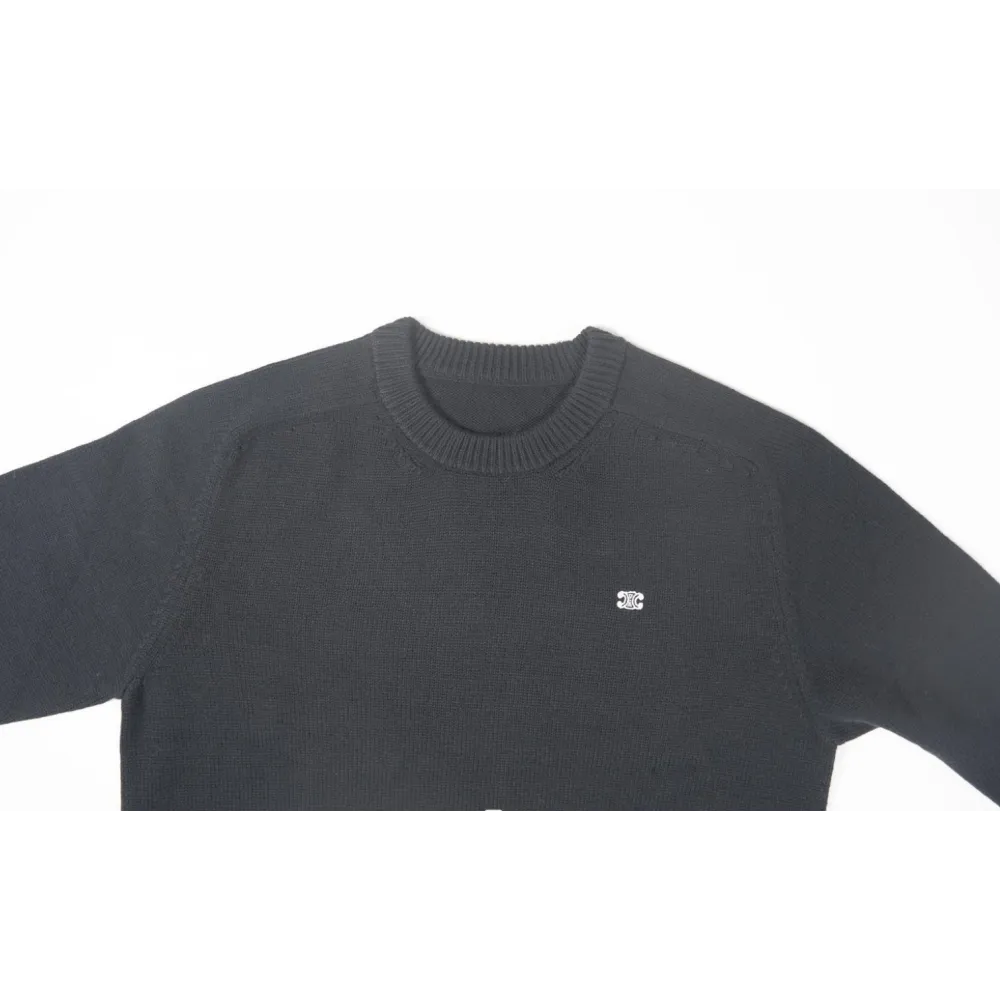 High Quality TRIOMPHE CREW NECK SWEATER IN WOOL AND CASHMERE BLACK / OFF WHITE 2AC85048T.38OW (Free Shipping)