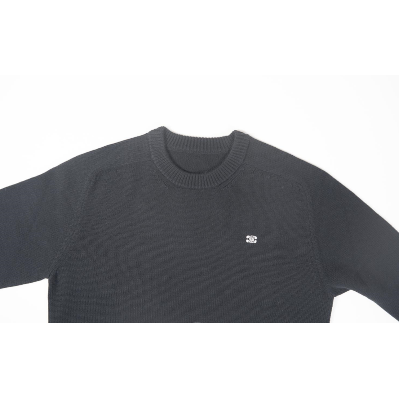 High Quality TRIOMPHE CREW NECK SWEATER IN WOOL AND CASHMERE BLACK / OFF WHITE 2AC85048T.38OW (Free Shipping)