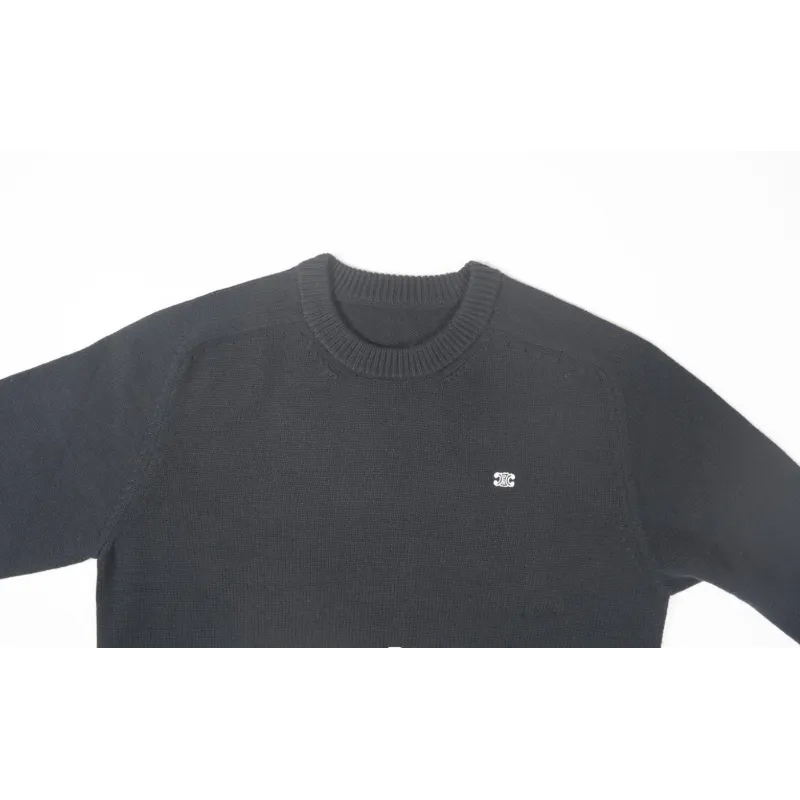 High Quality TRIOMPHE CREW NECK SWEATER IN WOOL AND CASHMERE BLACK / OFF WHITE 2AC85048T.38OW (Free Shipping)