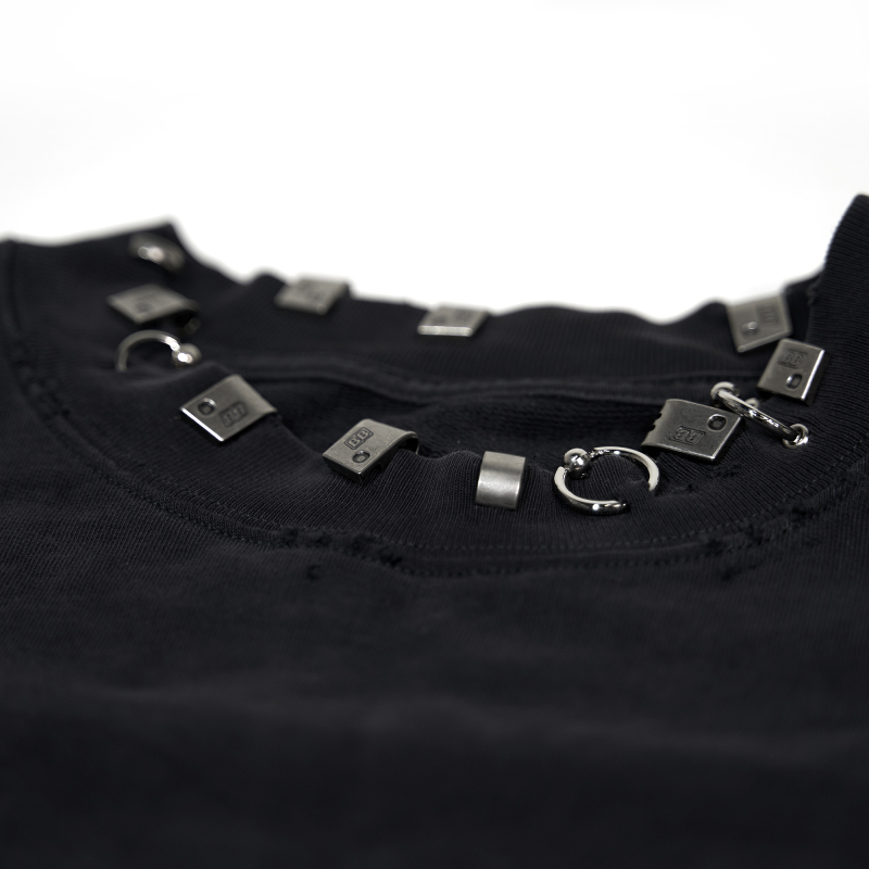 High Quality Balenciaga Pierced Round Sweatshirt Oversized in Black Faded 762718TPVD91055 (Free Shipping)