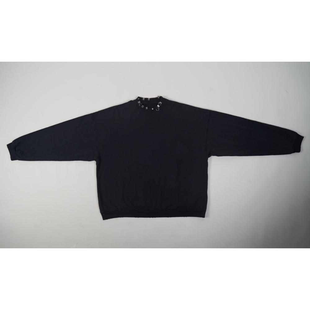 High Quality Balenciaga Pierced Round Sweatshirt Oversized in Black Faded 762718TPVD91055 (Free Shipping)