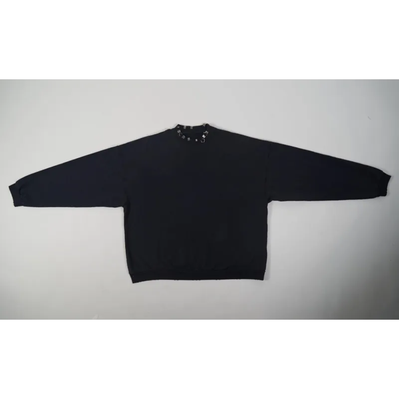 High Quality Balenciaga Pierced Round Sweatshirt Oversized in Black Faded 762718TPVD91055 (Free Shipping)