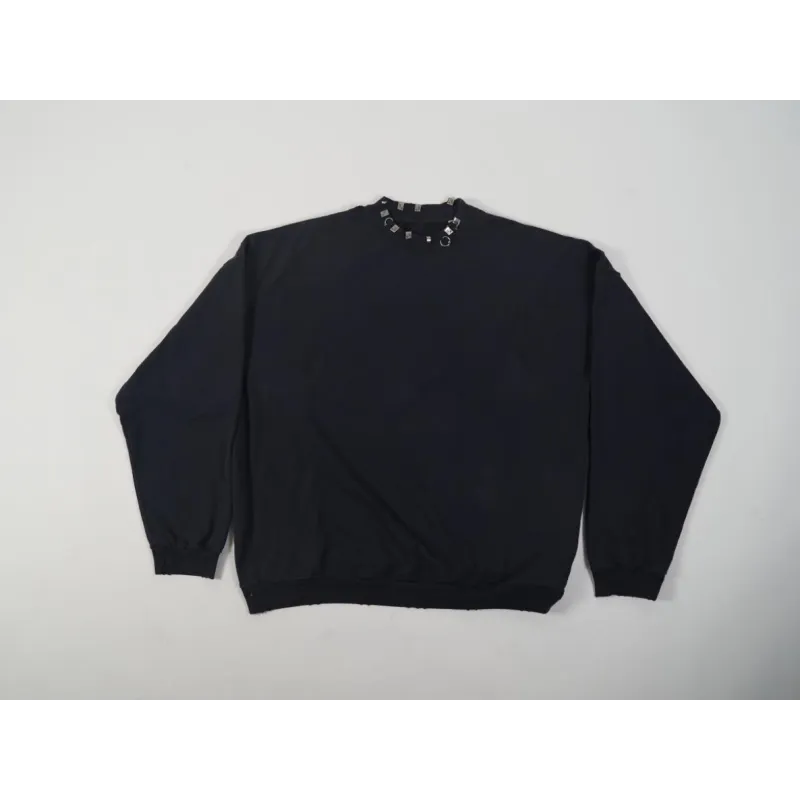 High Quality Balenciaga Pierced Round Sweatshirt Oversized in Black Faded 762718TPVD91055 (Free Shipping)