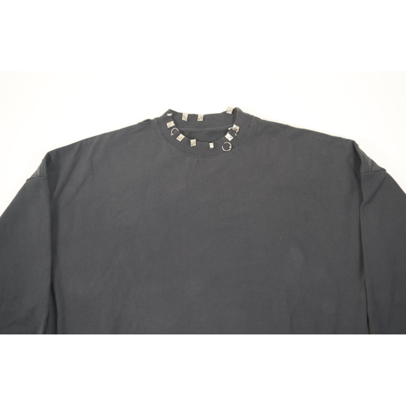 High Quality Balenciaga Pierced Round Sweatshirt Oversized in Black Faded 762718TPVD91055 (Free Shipping)