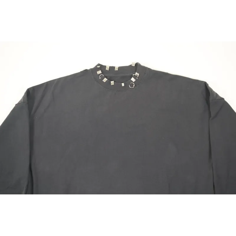 High Quality Balenciaga Pierced Round Sweatshirt Oversized in Black Faded 762718TPVD91055 (Free Shipping)