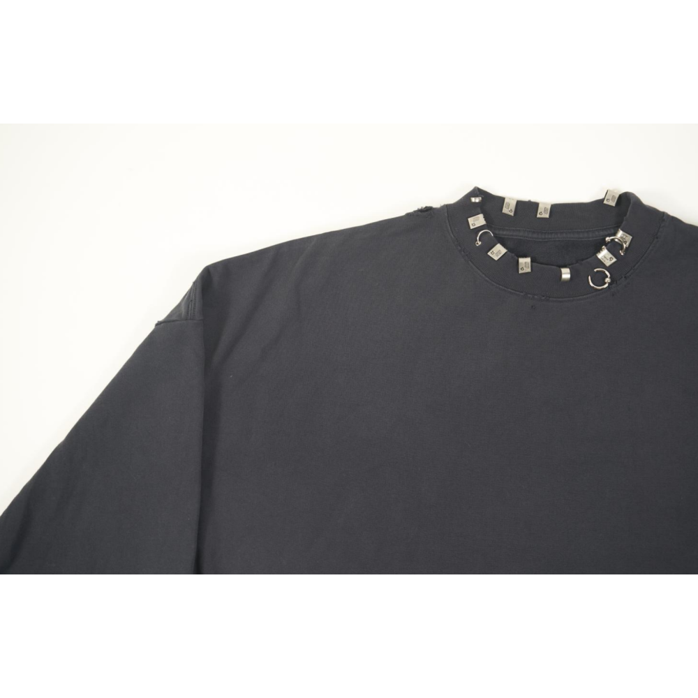 High Quality Balenciaga Pierced Round Sweatshirt Oversized in Black Faded 762718TPVD91055 (Free Shipping)