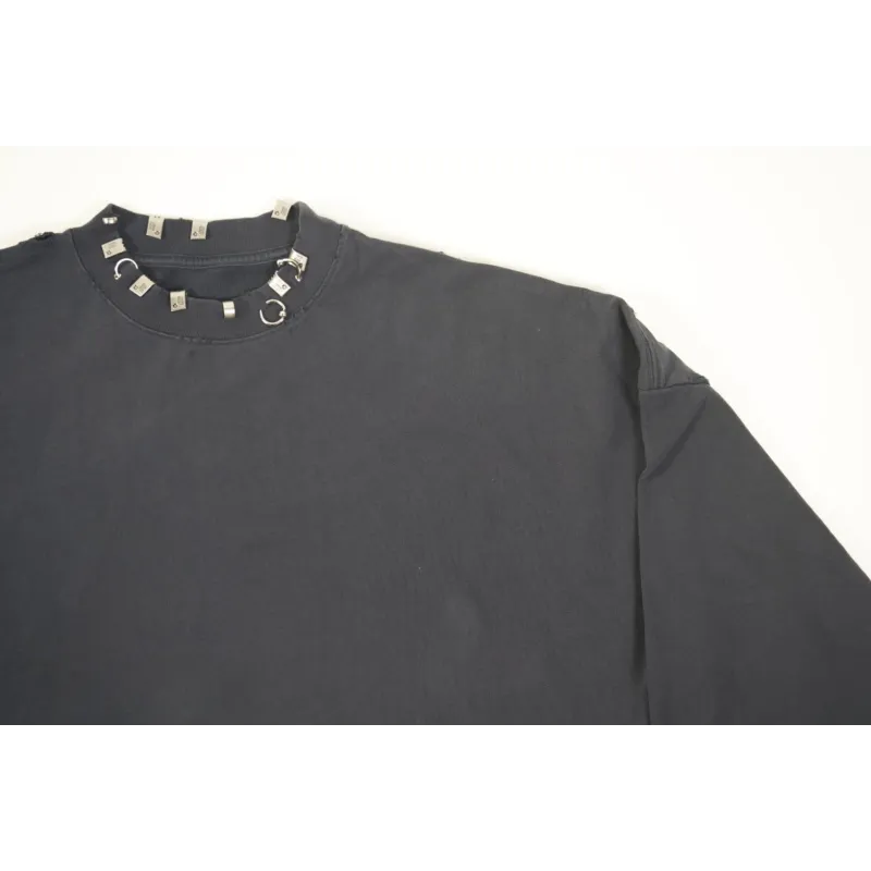 High Quality Balenciaga Pierced Round Sweatshirt Oversized in Black Faded 762718TPVD91055 (Free Shipping)