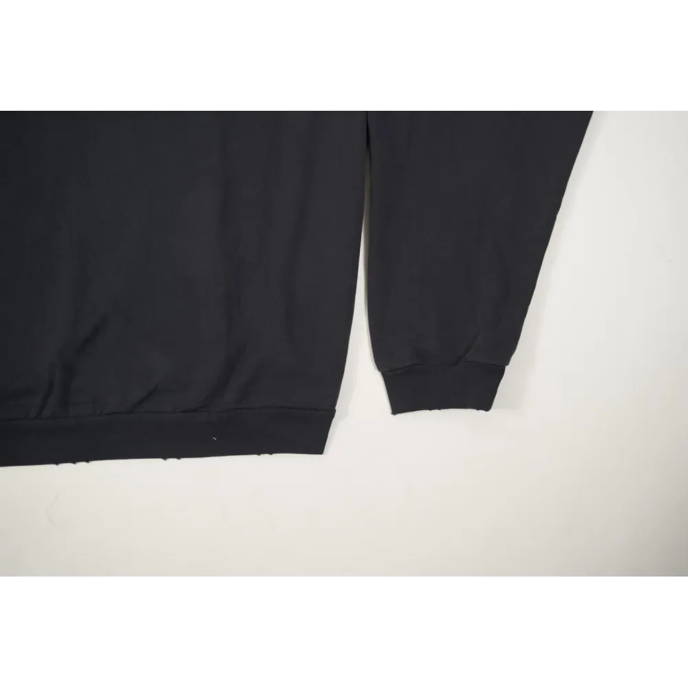 High Quality Balenciaga Pierced Round Sweatshirt Oversized in Black Faded 762718TPVD91055 (Free Shipping)