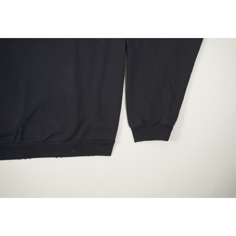 High Quality Balenciaga Pierced Round Sweatshirt Oversized in Black Faded 762718TPVD91055 (Free Shipping)