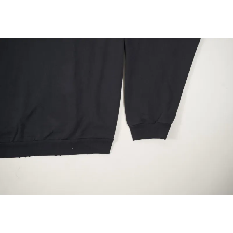 High Quality Balenciaga Pierced Round Sweatshirt Oversized in Black Faded 762718TPVD91055 (Free Shipping)