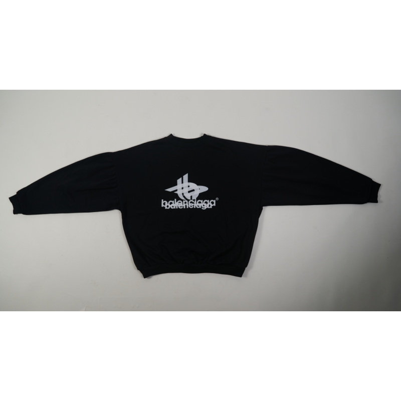 High Quality LAYERED SPORTS ROUND SWEATSHIRT OVERSIZED IN BLACK/WHITE 767860TPVF31070 (Free Shipping)