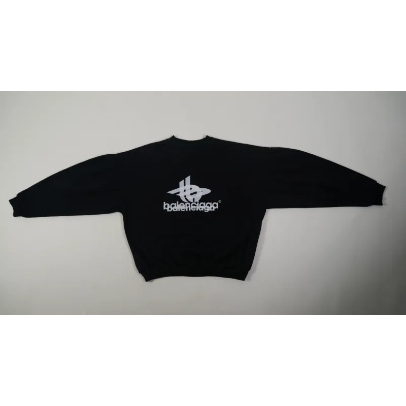 High Quality LAYERED SPORTS ROUND SWEATSHIRT OVERSIZED IN BLACK/WHITE 767860TPVF31070 (Free Shipping)