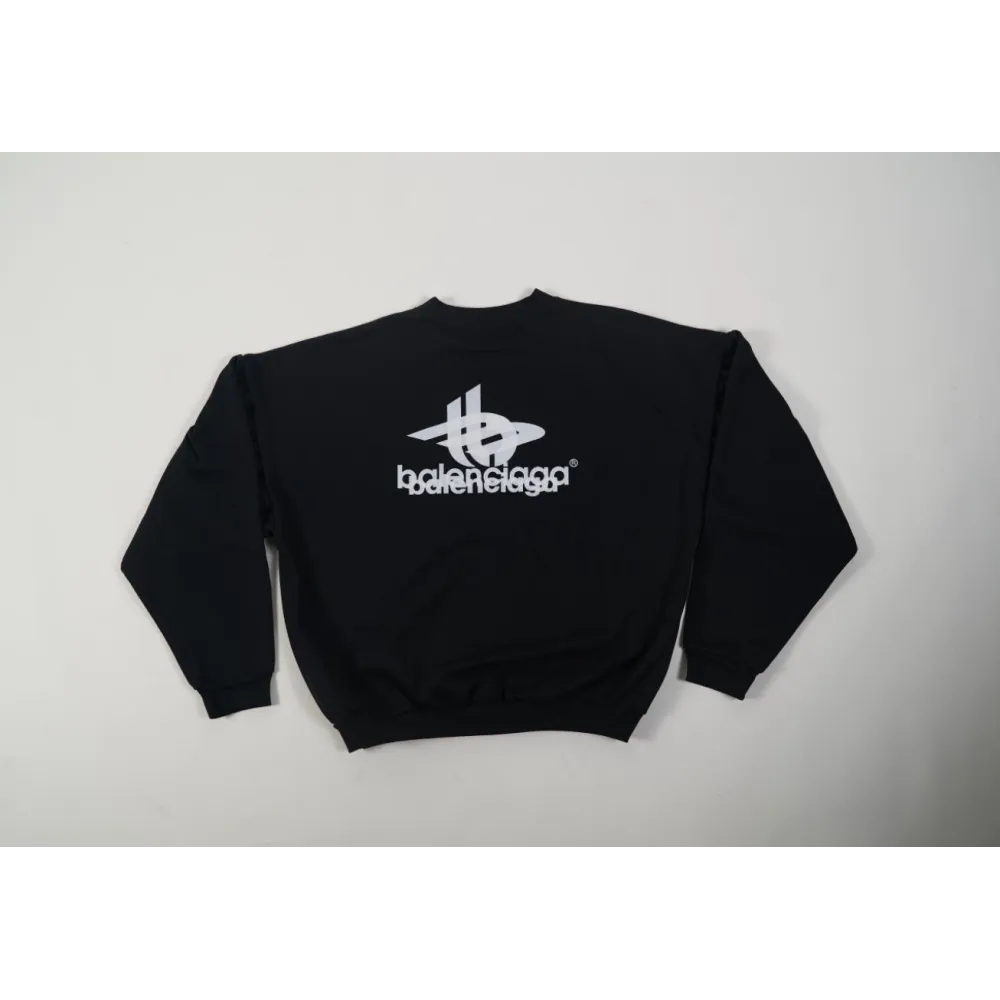 High Quality LAYERED SPORTS ROUND SWEATSHIRT OVERSIZED IN BLACK/WHITE 767860TPVF31070 (Free Shipping)