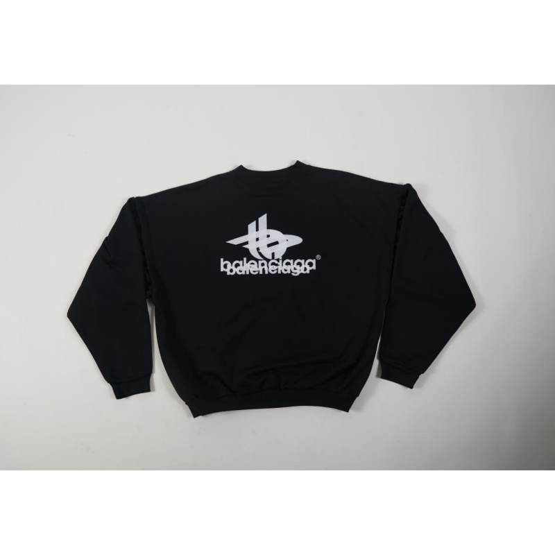 High Quality LAYERED SPORTS ROUND SWEATSHIRT OVERSIZED IN BLACK/WHITE 767860TPVF31070 (Free Shipping)