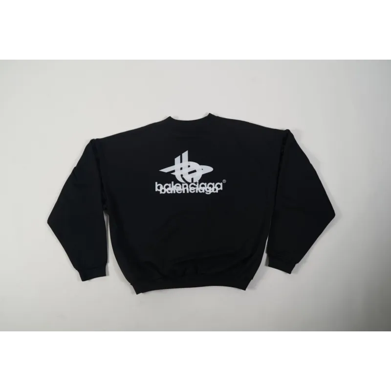 High Quality LAYERED SPORTS ROUND SWEATSHIRT OVERSIZED IN BLACK/WHITE 767860TPVF31070 (Free Shipping)