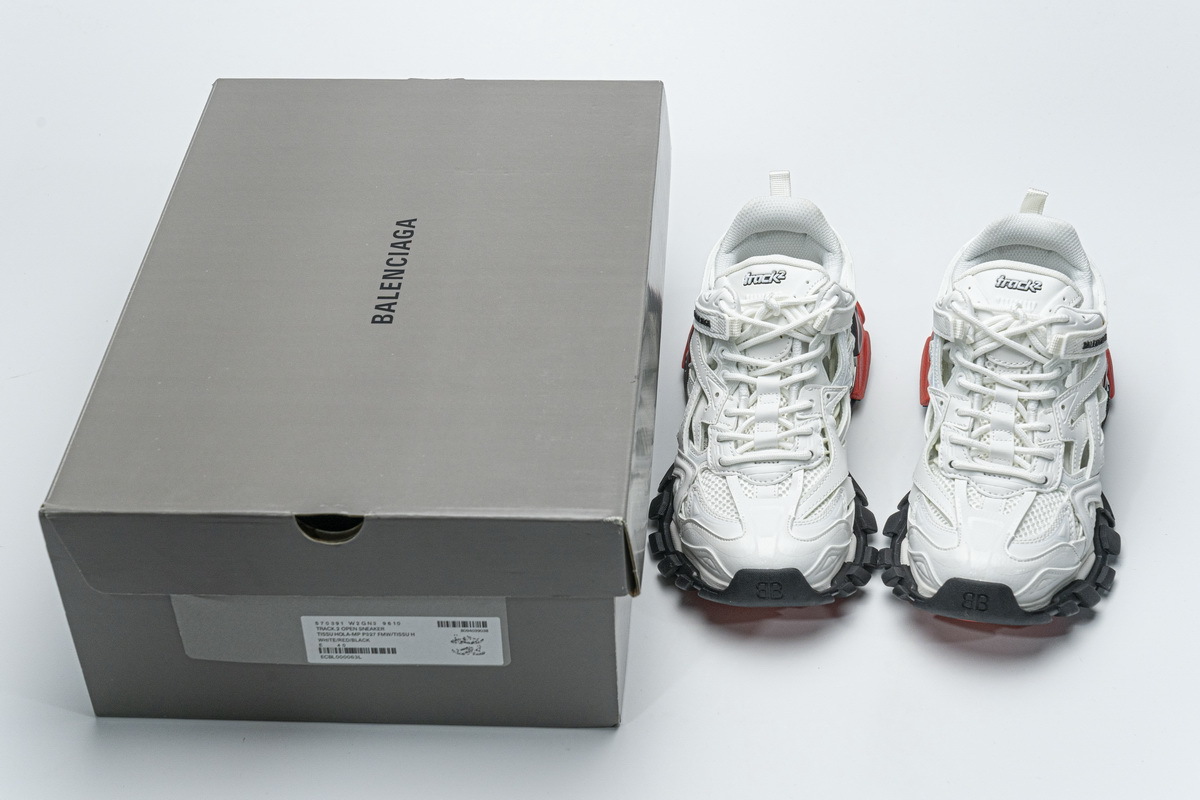 Get Blenciaga Track 2 Sneaker White Red Black 570391 W2GN3 9610