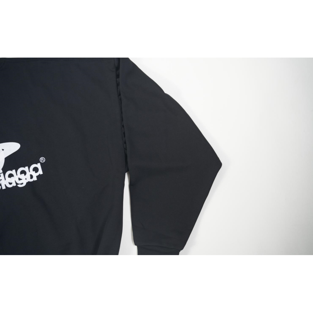 High Quality LAYERED SPORTS ROUND SWEATSHIRT OVERSIZED IN BLACK/WHITE 767860TPVF31070 (Free Shipping)